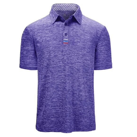 GEEK LIGHTING Polo Shirt Men Golf‎ Collared Short Sleeve Heathered Purple XXL - Picture 1 of 7